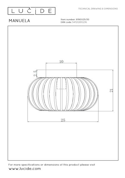 Lucide MANUELA - Flush ceiling light - Ø 25 cm - 1xE27 - Black